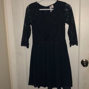 Navy blue lace/ chiffon dress